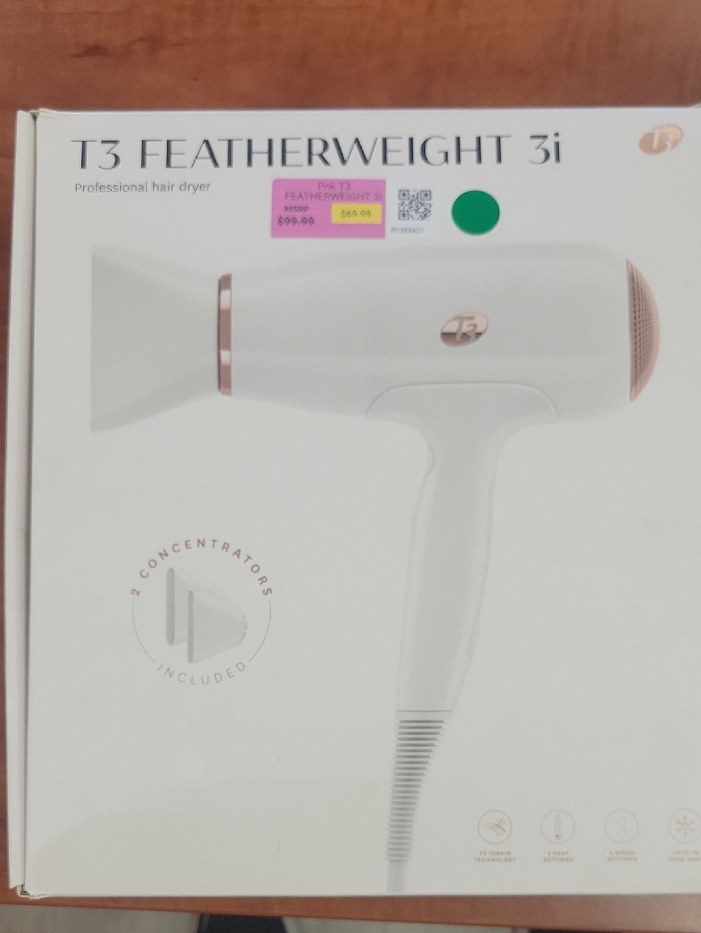T3 White and Rose Gold Compact Hair Dryer